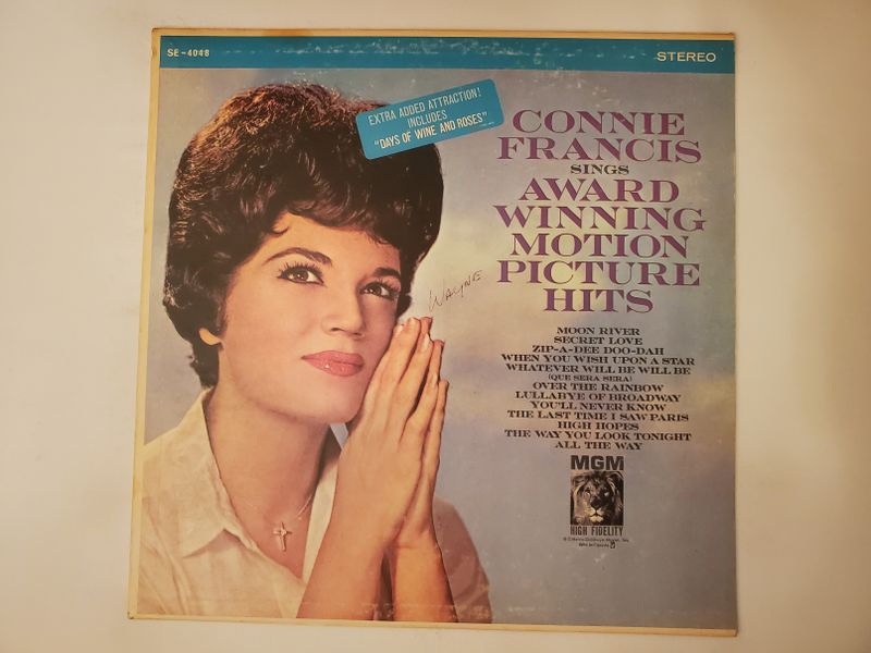 Connie Francis Connie Francis Sings Award Winning Motion Picture Hits vinyl record